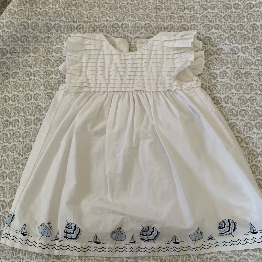 Janie and Jack White Dress with Nautical Accents